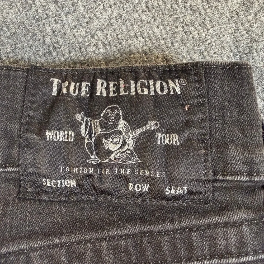 True Religion Rocco Flap‎ Mens Relaxed Skinny Jeans Rinse Black 36x32 #3253